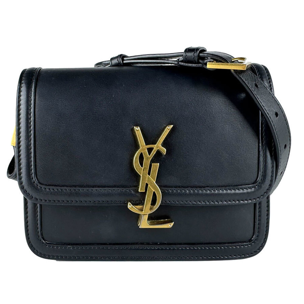 Saint Laurent shoulder bag, leather, black and gold, women's, z10849